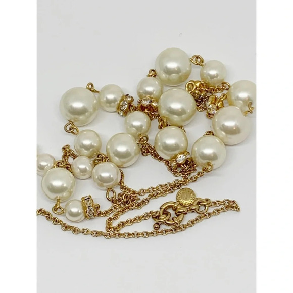 J. Crew Pearl & Crystal Rondelle Gold Necklace - Picture 2 of 2